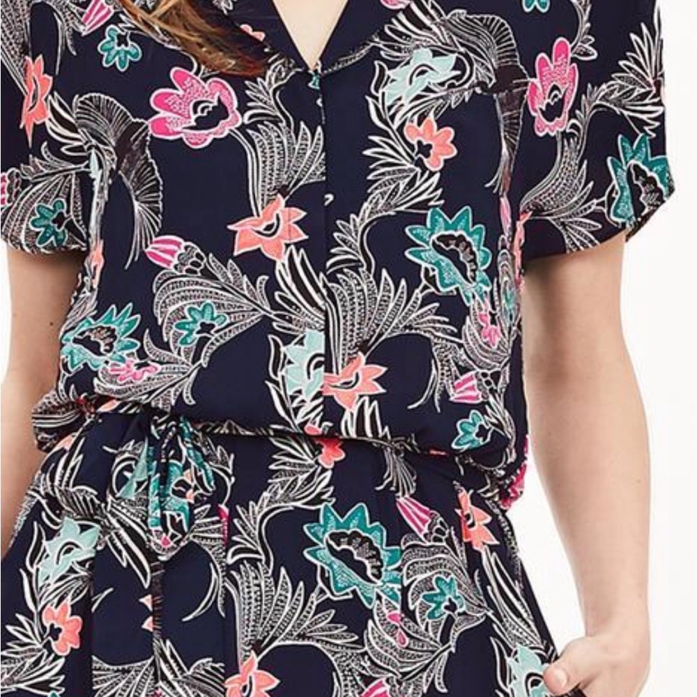 Banana Republic Navy Dress with Teal Floral Lining